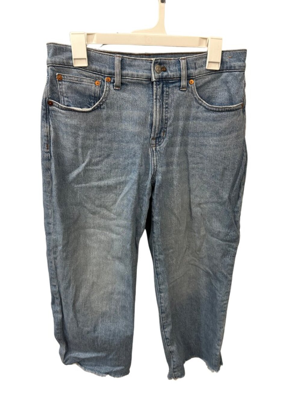 Madewell 'The Perfect Vintage' Blue Stretch Wide Leg Crop Jeans (Size 29P)